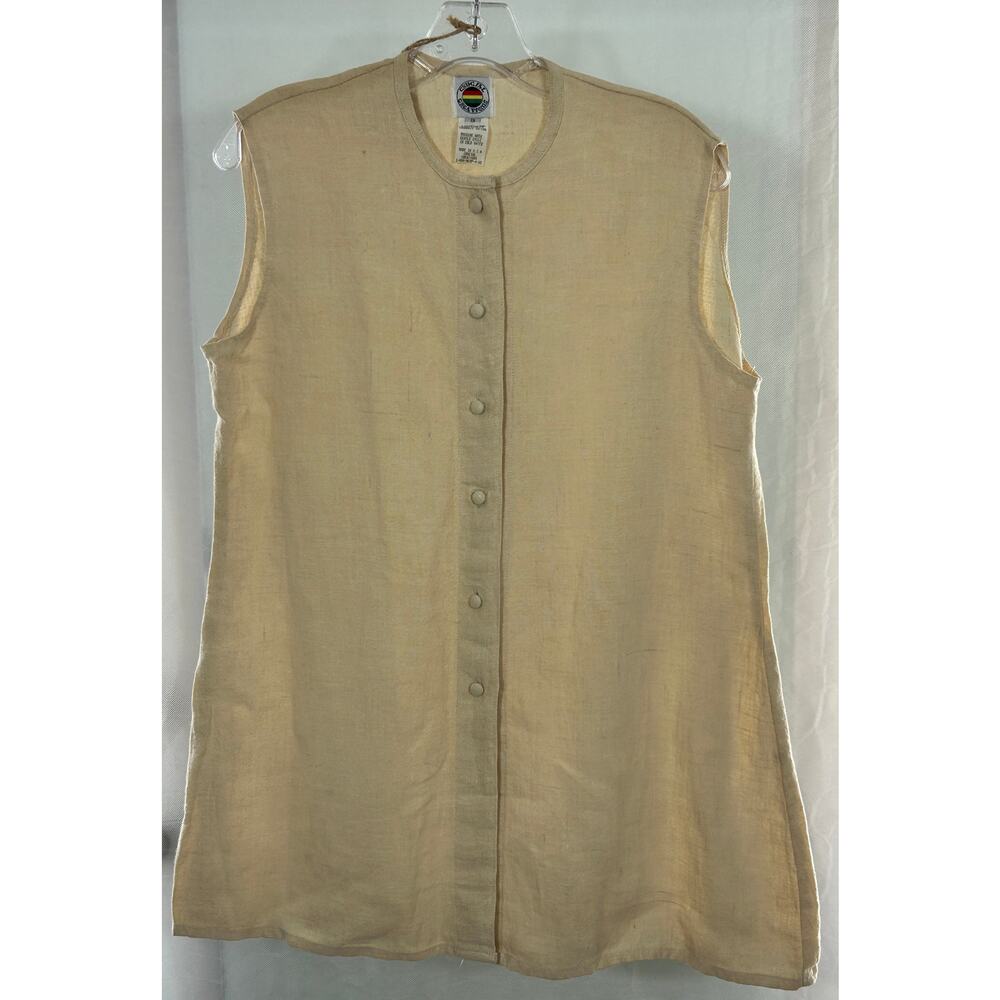 Crucial Creations 100% Hemp Sleeveless Button-Front Tunic Vest - Size S